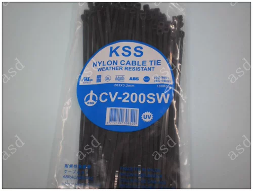 Импортные ультрафиолетовые черные кабельные стяжки, 3.2×203мм