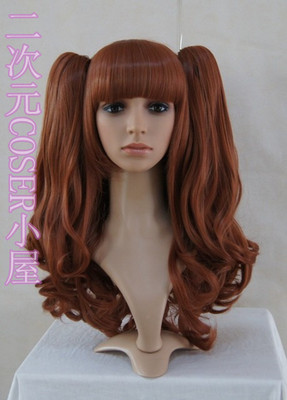taobao agent Lolita brown double ponytail harajuku long curly hair cosplay wig