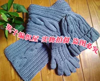 Плетеный шерстяной шарф ручной работы, комплект, шапка, перчатки
