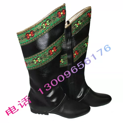 Новый продукт Xinjiang Dance Shoes Мужская и женская стиль в стиле Victoria Dance Performance Long Boots, половина крайней плоти, мягкие подошвы кожи Black