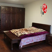Nội thất Bogu Phòng ngủ Đặt giường lớn Tủ quần áo lớn Giường cuối phân Trung Quốc Suite Nội thất cổ điển Elm - Bộ đồ nội thất