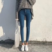 Mùa thu nữ phiên bản Hàn Quốc của quần skinny jeans thun đơn giản, quần lọt khe, quần dài, quần lửng