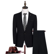 Tất cả màu đen phù hợp với West New phù hợp với nam phù hợp với kinh doanh phù hợp với trang phục chú rể ứng dụng quần áo cưới Hàn Quốc
