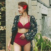 Bộ bikini cạp cao hai hay ba bộ Áo dài tay gợi cảm áo dài nhỏ nước hoa chia đôi áo tắm nữ hot resort - Bikinis đồ bơi 2 mảnh dạng váy