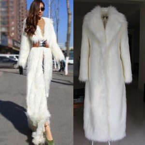 Đặc biệt hàng ngày giả con cáo lông faux fur coat siêu dài áo khoác lông dài áo gió áo choàng Mỏng nữ