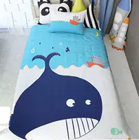 "Hàn Quốc mua sắm" G384 đáng yêu cá voi lớn phòng chống mite trẻ em bông Bộ đồ giường gói - Bộ đồ giường trẻ em 	drap giường cho bé	