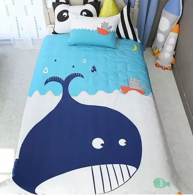 "Hàn Quốc mua sắm" G384 đáng yêu cá voi lớn phòng chống mite trẻ em bông Bộ đồ giường gói - Bộ đồ giường trẻ em