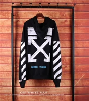 TẮT OWF TRẮNG New zipper chữ thập mũi tên áo len trùm đầu OW lỏng triều bình thường thương hiệu nam giới và phụ nữ áo khoác áo hoodie đôi
