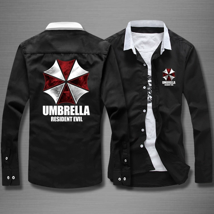 Resident Evil 7 Công ty ô dù trò chơi ngoại vi mùa xuân và mùa thu áo sơ mi dài tay áo sơ mi nam - Áo phông dài