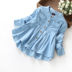 Trẻ em mặc mùa thu 2018 new baby girl denim áo sơ mi dài tay mùa thu trẻ em xù búp bê áo váy Áo sơ mi