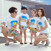 Cha mẹ và con mặc mùa hè 2018 gia đình mới ba gia đình nhà triều bông ngắn tay t-shirt phù hợp với mẹ và con gái phụ nữ