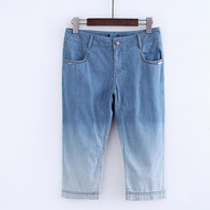 Thời trang Châu Âu và Hoa Kỳ gió tie nhuộm gradient jeans mùa hè mới cắt quần quần quần cao eo quần âu