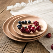 Đĩa gỗ, tròn đơn giản, vừa, nhỏ, nhỏ, đĩa gỗ, dim sum, dưa, đĩa gỗ, đĩa Nhật, bộ đồ ăn bằng gỗ đặc
