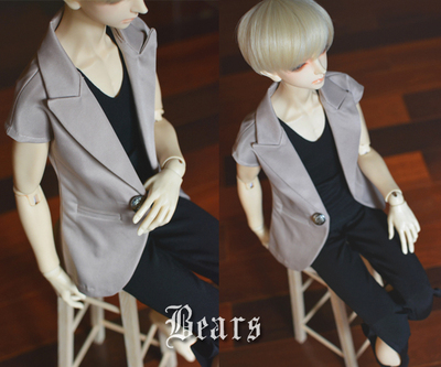 taobao agent ◆ Bears ◆ BJD baby clothing A091 elite casual style ~ champagne gray sleeveless suit 1/3 & uncle
