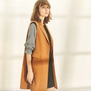 Pet loạt ● thương hiệu giảm giá của phụ nữ 2018 new casual phù hợp với cổ áo một nút màu rắn vest áo khoác mùa thu