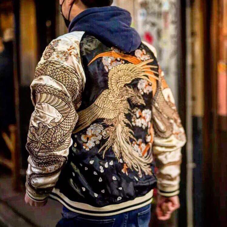 お歳暮 のし Japanese Yokosuka Reversible Men Jacket Dragon Embroidered ジャケット・アウター