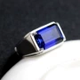 Nhẫn nam bằng bạc dát tanzanite sapphire thủy triều nam hình chữ nhật màu kho báu cá tính độc đoán nam mở nhẫn điều chỉnh - Nhẫn nhan kim tien