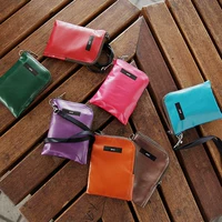 Tại chỗ Hàn Quốc đầy đủ thời trang đơn giản treo cổ nửa mở gói thẻ purse thẻ set gói thẻ kinh doanh tai nghe bag với dây buộc ví pedro nam chính hãng