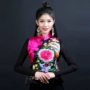 Thứ chín bướm phong cách quốc gia phụ nữ ban đầu của satin thêu hoa mẫu đơn ngắn thêu Trung Quốc phong cách retro đĩa khóa vest măng tô nữ