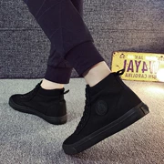 Giày vải mùa thu Gaobang Giày nam màu đen cao giúp giày vải màu đen hoang dã cao eo phiên bản Hàn Quốc của xu hướng giày nam thông thường