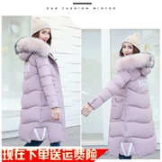 Chống mùa Hàn Quốc bông phụ nữ áo khoác mùa đông bông áo khoác sinh viên trên đầu gối Hàn Quốc bánh mì quần áo bông áo dài của phụ nữ