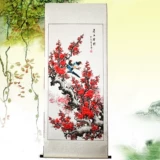 Китайская живопись цветущие цветы сливы и живопись с птицами расцветает.