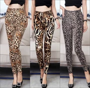 Quần thủy triều gợi cảm Quần legging nữ Slim mỏng chân thun rộng mềm mại kích thước lớn da báo đốm điểm chín quần - Quần tây thường