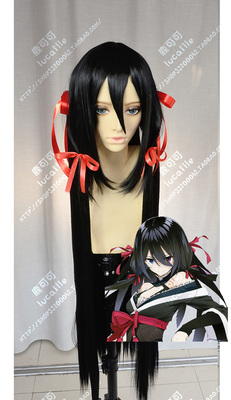 taobao agent The weakest defective God -style Dragon Cheiji night rack black one meter free red ribbon COSPLAY wig