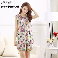 Mùa hè phụ nữ bông lụa đồ ngủ mùa xuân và mùa thu bông nhân tạo không tay vest quần short phù hợp với lỏng tăng mỏng phần dịch vụ nhà áo ngủ