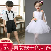 61 trẻ em trang phục chàng trai và cô gái điệp khúc công chúa váy tutu váy trắng máy chủ nhỏ hiệu suất quần áo