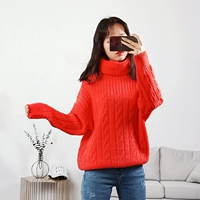 1,54 kg I & 25 áo khoác dài tay cổ cao màu rắn hàng rào mới mùa thu và mùa đông Hàn Quốc của áo len đáy hoang dã áo khoác len nữ
