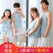 Mùa hè cotton không tay cha mẹ và con đồ ngủ mẹ phụ nữ cha và con trai gia đình ba nhà dịch vụ chị trai trai và cô gái gia đình phù hợp với