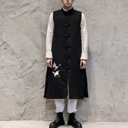 Trung quốc phong cách mùa thu và mùa đông nam quốc gia cổ tích crane thêu bông cotton dài vest bông coat jacket coat vest