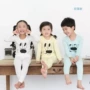 Bộ đồ lót trẻ em quanh cổ cho bé trai và bé gái mùa thu set đồ cotton cotton siêu mỏng pijama bé trai