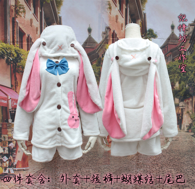 taobao agent Cosplay new V home Miku rabbit ears anime women's coral velvet home pajamas set spot