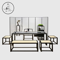 Đơn giản hiện đại bàn cà phê cổ và ghế kết hợp gỗ rắn bàn trà mới Của Trung Quốc trà đơn giản trà phân màn hình tủ bàn kính
