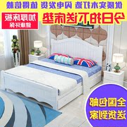Giường gỗ 2 mét thông giường đôi 1,5 m gỗ rắn 1,8 m đơn giản hiện đại giường 2 người giường ngủ giường ngủ Châu Âu