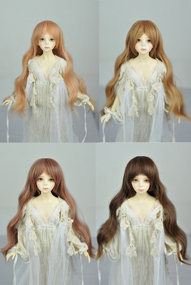 taobao agent 1/3 point BJD baby with wigs crushed bangs long curly hair oblique bangs micro -curled linen brown chestnut brown 5 color free shipping