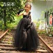 Trang phục piano cô gái dạ hội đen đầm trẻ em catwalk thời trang người mẫu quần áo công chúa quý tộc váy phồng - Váy trẻ em