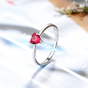 Phiên bản Hàn Quốc của nhẫn trắng kim cương đỏ tình yêu nhẫn mở nhẫn lựu đỏ hình trái tim nhẫn nữ quà tặng trang sức ngày Valentine