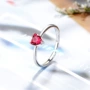 Phiên bản Hàn Quốc của nhẫn trắng kim cương đỏ tình yêu nhẫn mở nhẫn lựu đỏ hình trái tim nhẫn nữ quà tặng trang sức ngày Valentine nhẫn nam vàng tây