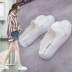 Nửa-kéo giày vải nữ 2018 mùa hè mới Hàn Quốc phiên bản không có gót chân lười biếng giày hoang dã một bàn đạp cơ bản giày trắng Plimsolls