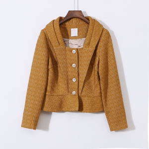 〖Shi〗 thương hiệu giảm giá châu Âu và phụ nữ Hoa Kỳ mới mùa đông đơn ngực áo len ngắn áo 2K350