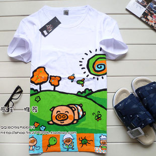 Couple Clothing for Beloved, Cartoon Short Sleeve T-Shirt, Hong Kong