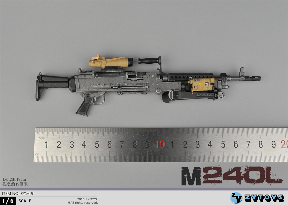 ZYTOYS ZY16-9 1/6 Black M240L Machine Gun Weapon Toy 12'' Solider