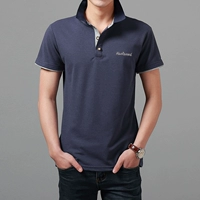 Áo thun nam tay ngắn ve áo công sở thanh niên giản dị rộng kích cỡ áo Polo mùa hè áo thun cotton màu rắn áo polo đỏ