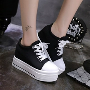 Hàn Quốc phiên bản của nền tảng đế có đế dày giày của phụ nữ giày thể thao cao-top giày vải ren giày giày cô gái giày giày trắng