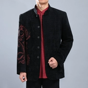 Baifulong Tang phù hợp với năm mới Trung Quốc phong cách nam mùa đông áo mới Thêu rồng đỏ Trung Quốc đứng cổ áo quốc phục