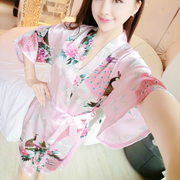 Áo ngủ nữ mùa hè băng lụa lỏng kích thước lớn kimono mỏng đồ ngủ mùa xuân và mùa thu yukata sexy lụa ngắn tay áo choàng tắm mùa hè