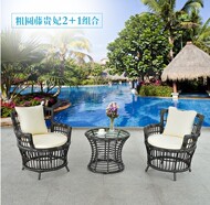 Đồ gỗ ngoài trời biệt thự giải trí ghế wicker bàn cà phê năm mảnh kết hợp ban công giải trí mây ba mảnh bàn vườn và ghế
